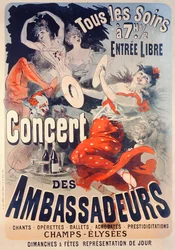 Plakát propagující Concert des Ambassadeurs, 1884